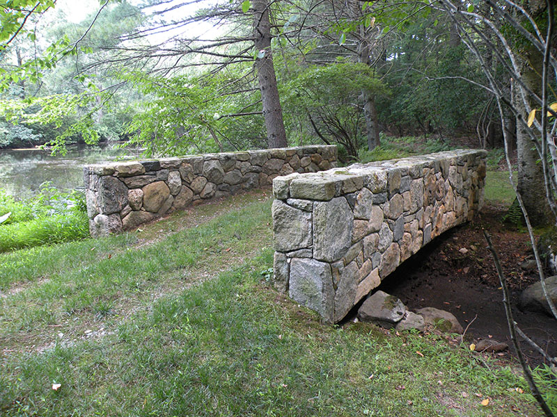 side view of handbuilt stone bridge