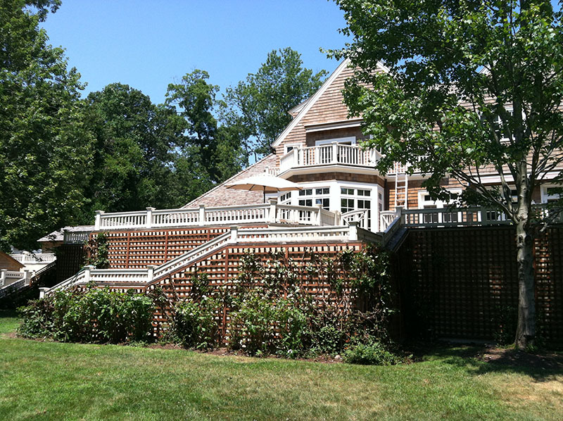 large house with vines on wall fence