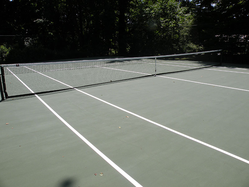 Tennis court in backyard