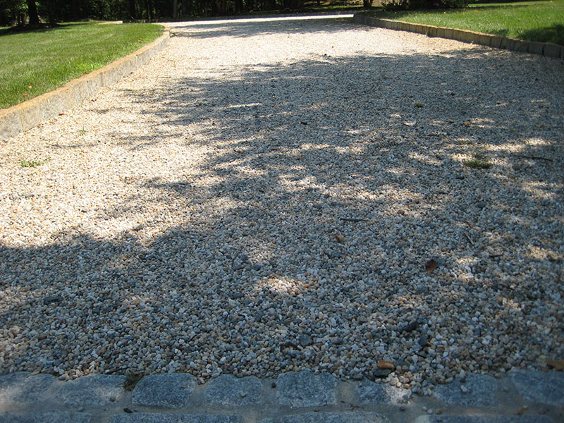 close-up view of pebblestone driveway